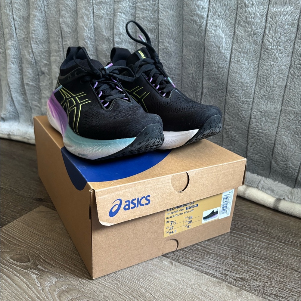 ASICS Gel Nimbus 25 Black and Purple Running Shoes
